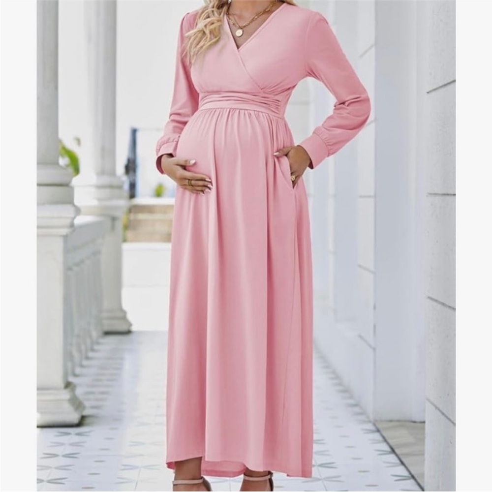 Pink maternity dress